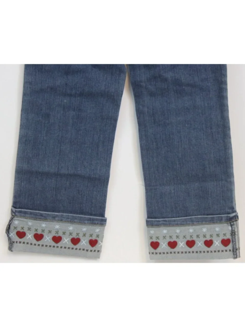2007 Gymboree Mountain Cabin Denim Jeans sz 6 Hearts Winter Woods Xmas Casual